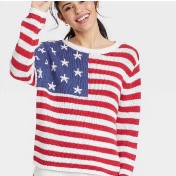 Grayson Threads Sweaters - Grayson Threads American Flag Slouchy Sweater
